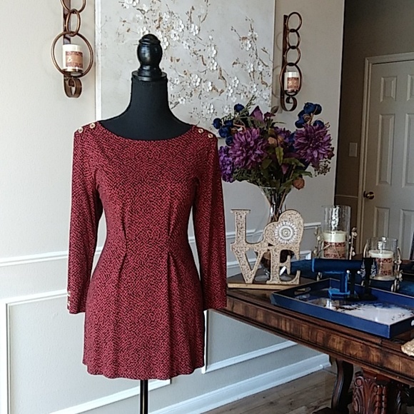 NWOT Liz Claiborne Dark Orange With Black Prints 3/4 Sleeves Tunic Top. Size S - Picture 4 of 17